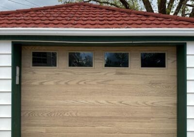 Wood paneled garage door