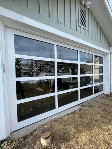 Glass paneled garage door