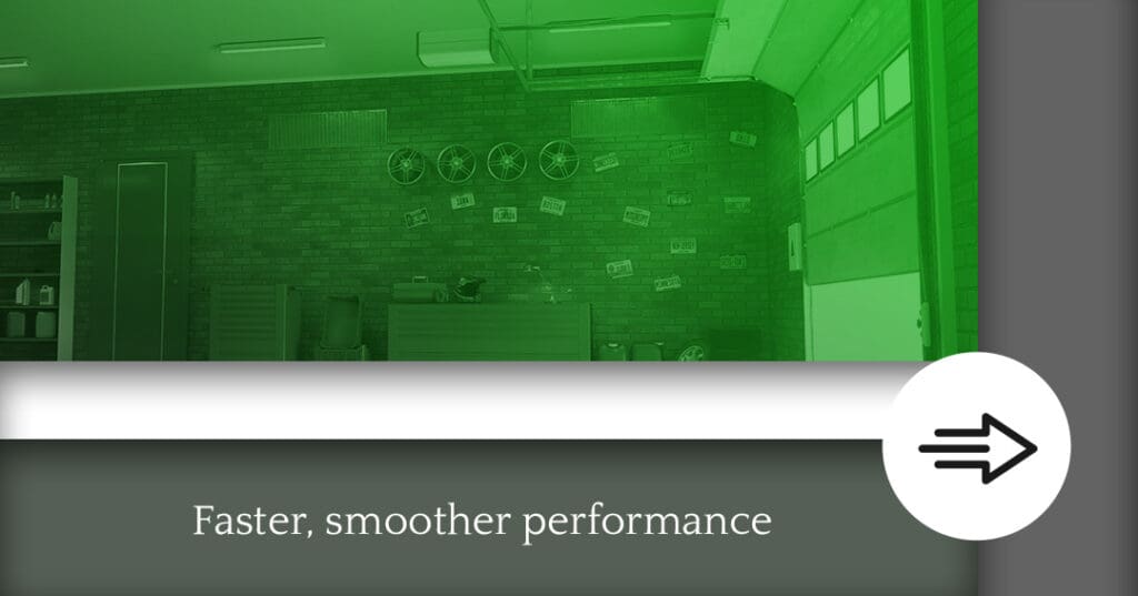 Slide that reads, "Faster, smoother performance."