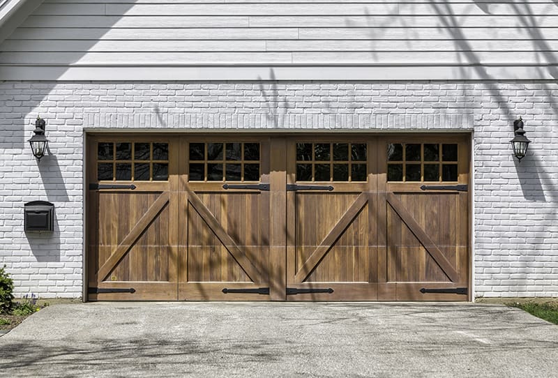Wood look carriage style garage doors
